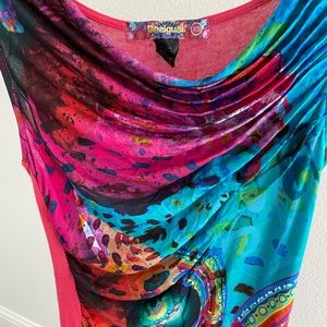 Desigual Sleevless Ruffed Gorgeous Bright Top